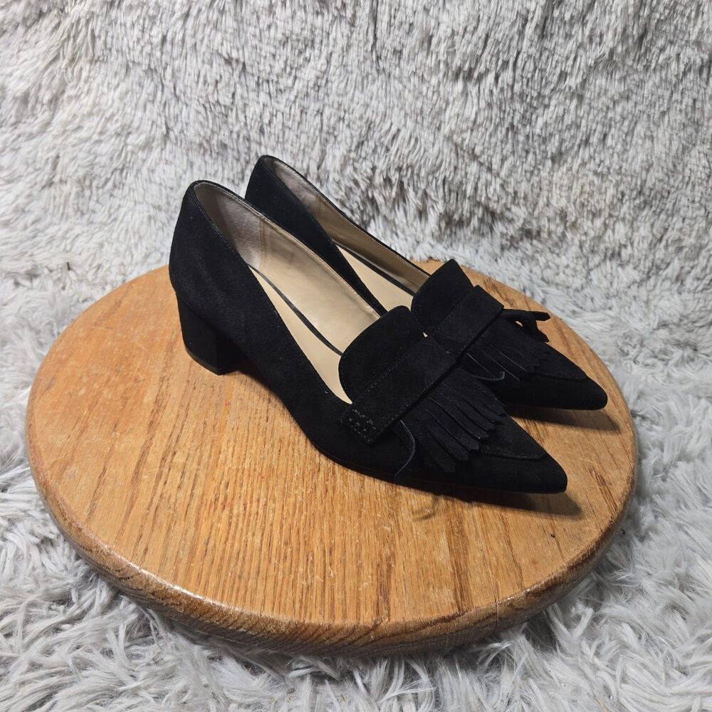 Ann Taylor Suede Tassel Loafer Pumps Womens Size 6.5M Kiltie Fringe Pointed Toe